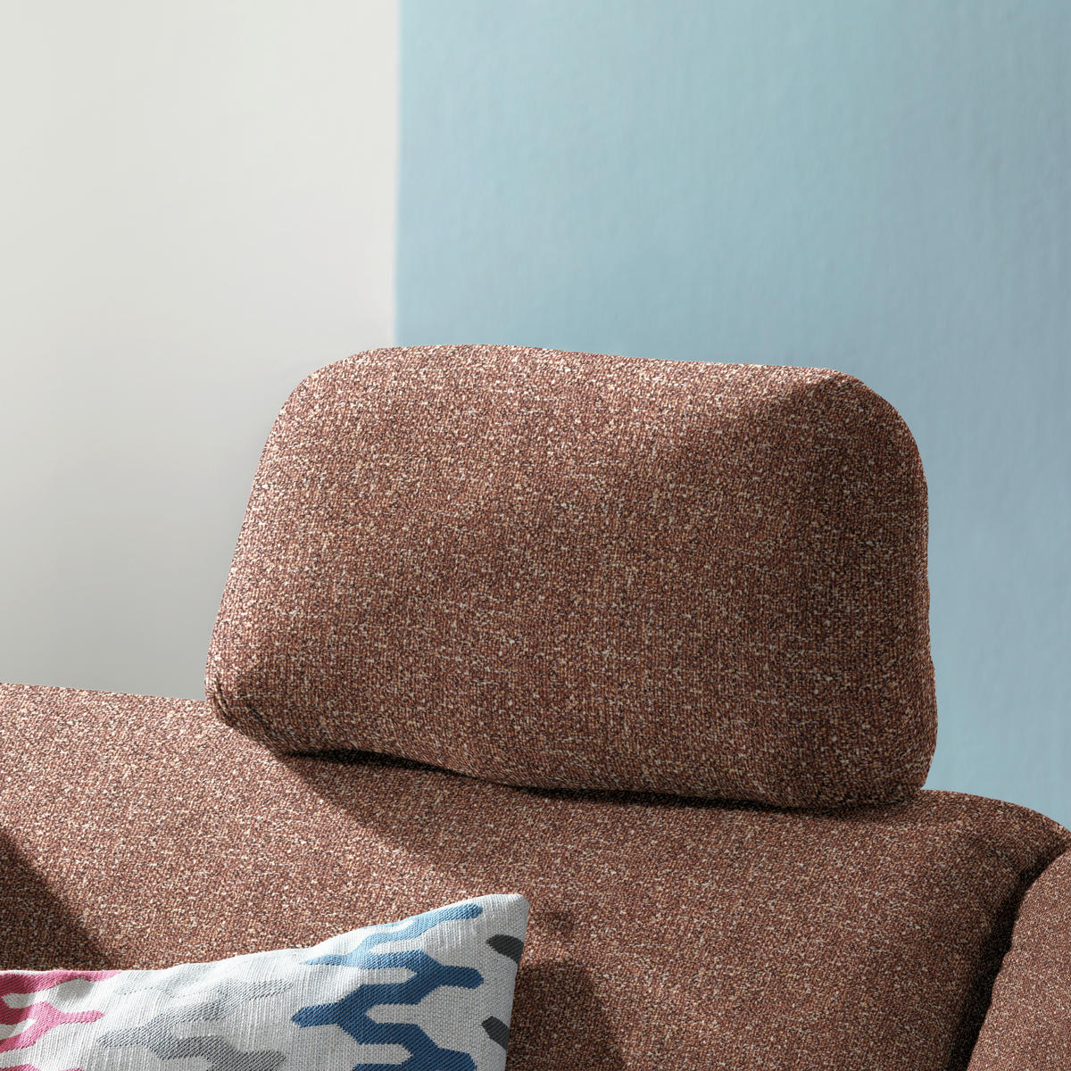 ECKSOFA  in Mikrovelours Terracotta  227/208 cm  - Eichefarben/Rot, KONVENTIONELL, Holz/Textil (227/208cm) - Sedda