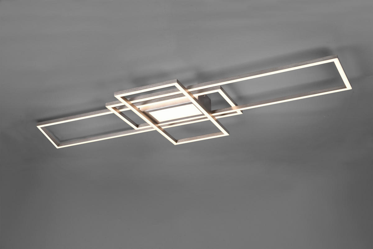 LED-DECKENLEUCHTE    105/42/6,5 cm  - Nickelfarben, Design, Metall (105/42/6,5cm) - Novel