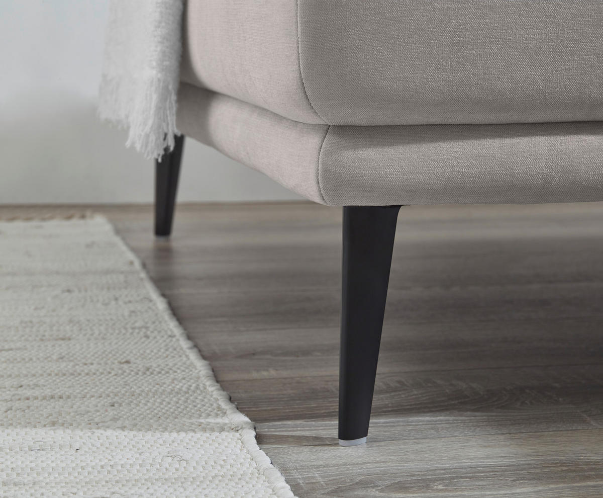 ECKSOFA Hellgrau Flachgewebe  - Hellgrau/Schwarz, KONVENTIONELL, Textil/Metall (193/279cm) - SetOne by Musterring
