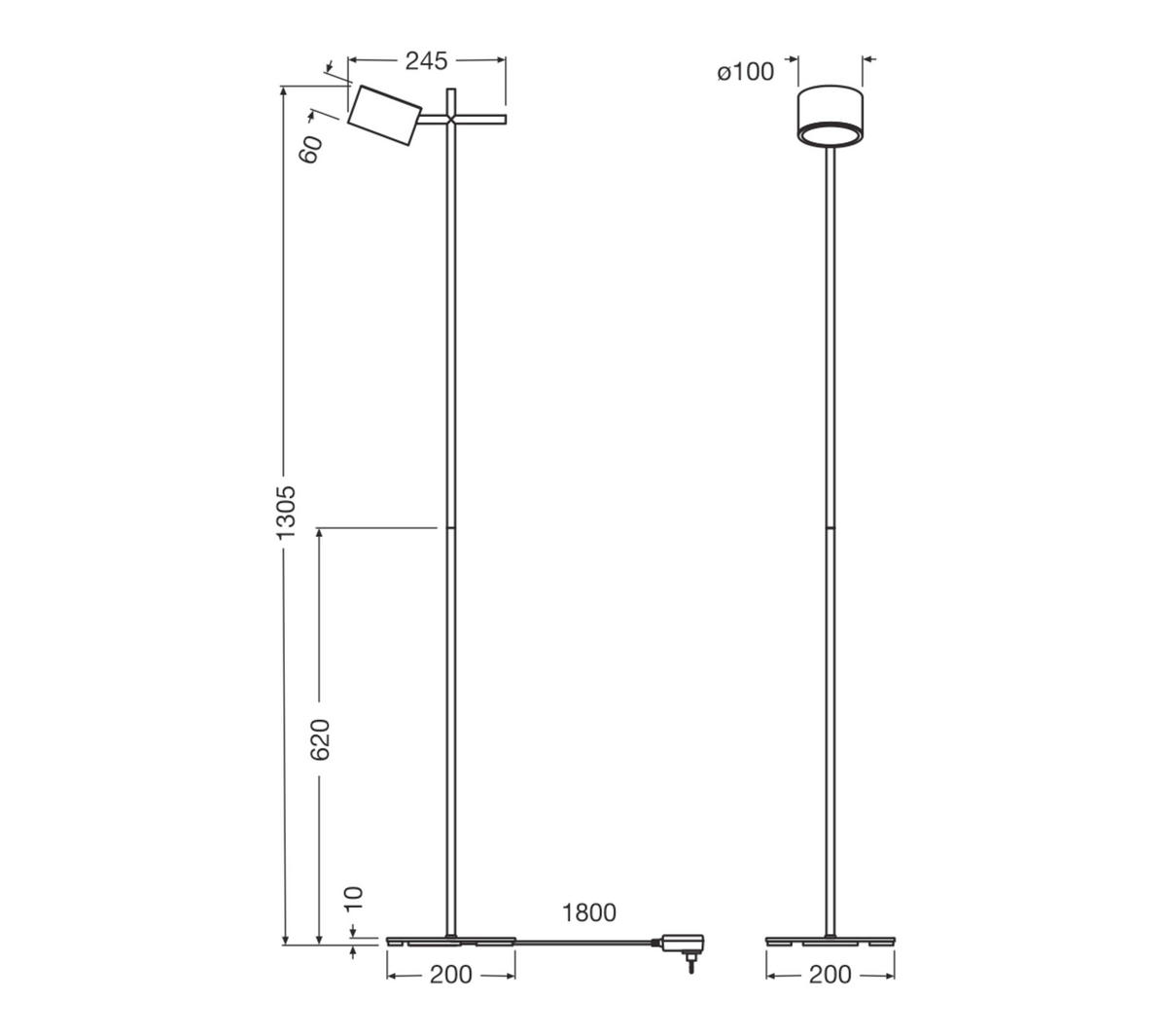 LED-STEHLEUCHTE 20/24,5/130,5 cm    - Schwarz, Basics, Kunststoff/Metall (20/24,5/130,5cm) - Osram