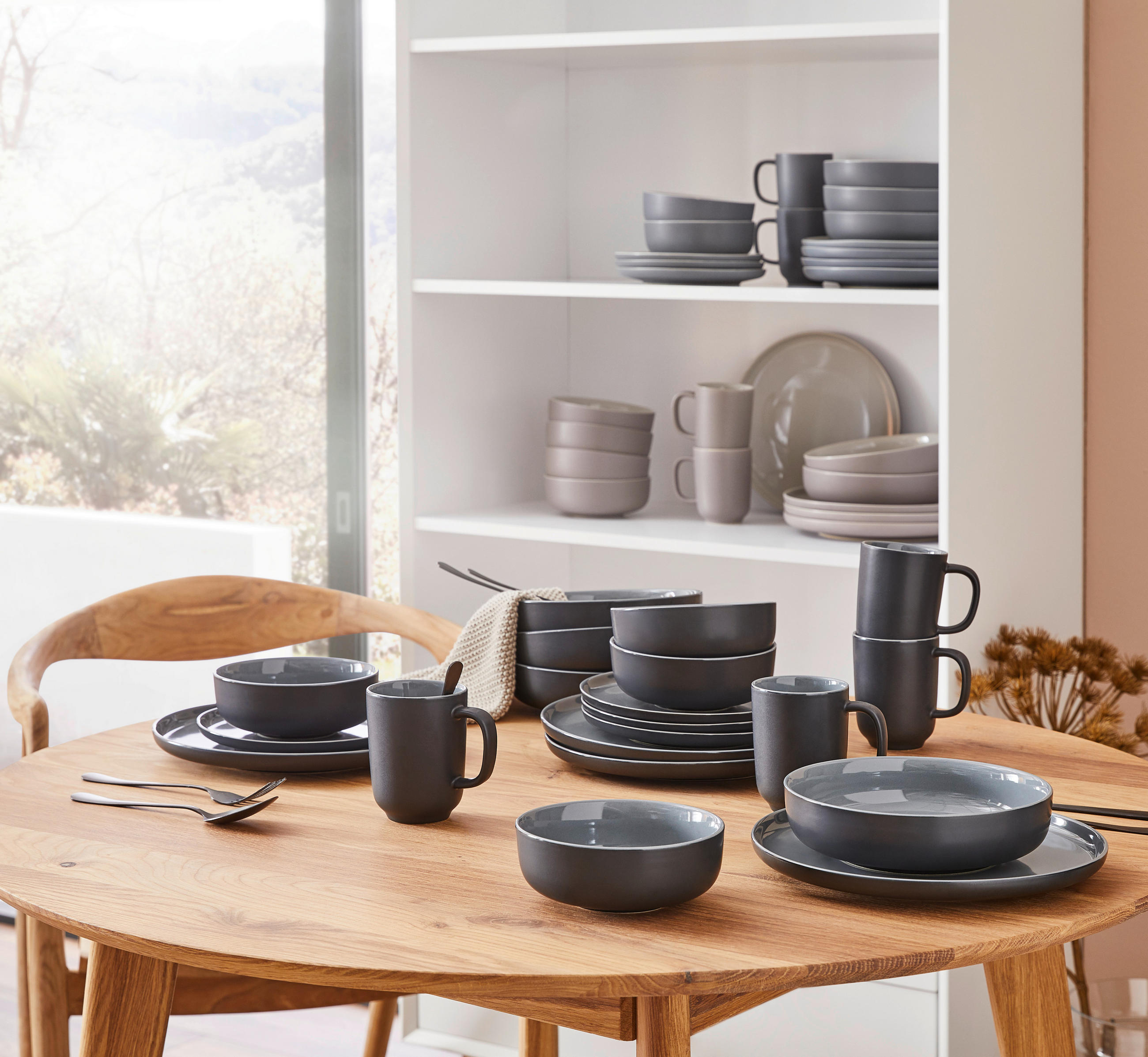KOMBISERVICE Schwarz 20-teilig Jasper  - Schwarz, Basics, Keramik - Ritzenhoff Breker