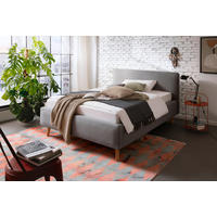 POLSTERBETT Lattenrost, Bettkasten Hellgrau 140/200 cm  - Eichefarben/Hellgrau, Design, Holz/Textil (140/200cm) - Livetastic
