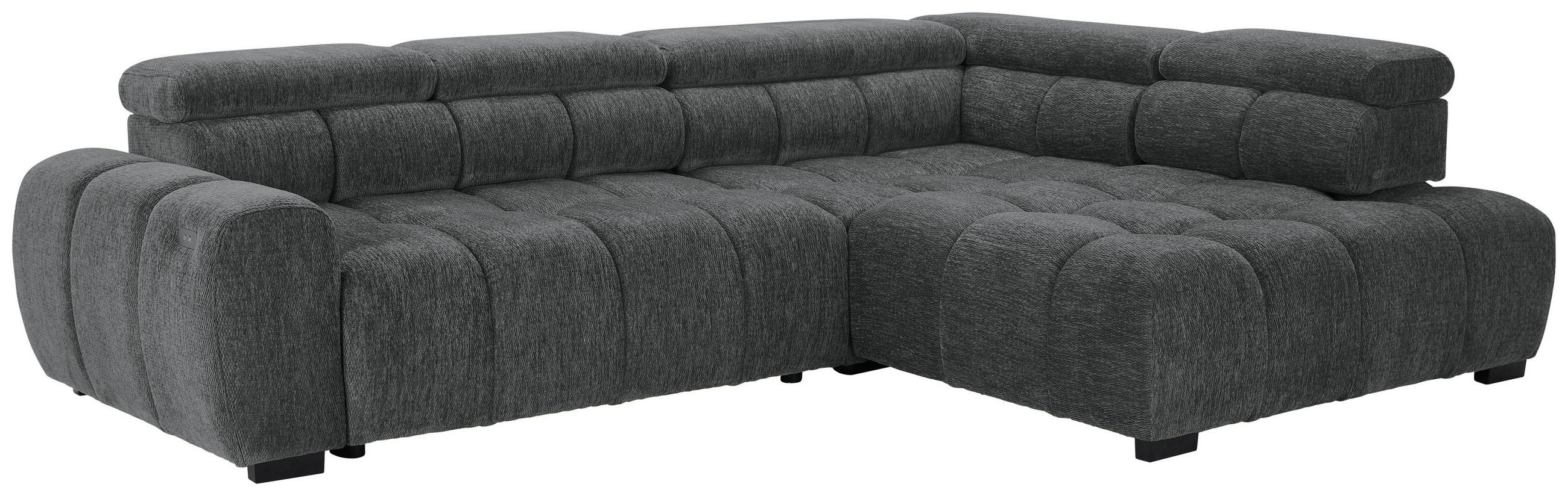 ECKSOFA Anthrazit Webstoff  - Anthrazit/Schwarz, MODERN, Kunststoff/Textil (297/205cm) - Welnova