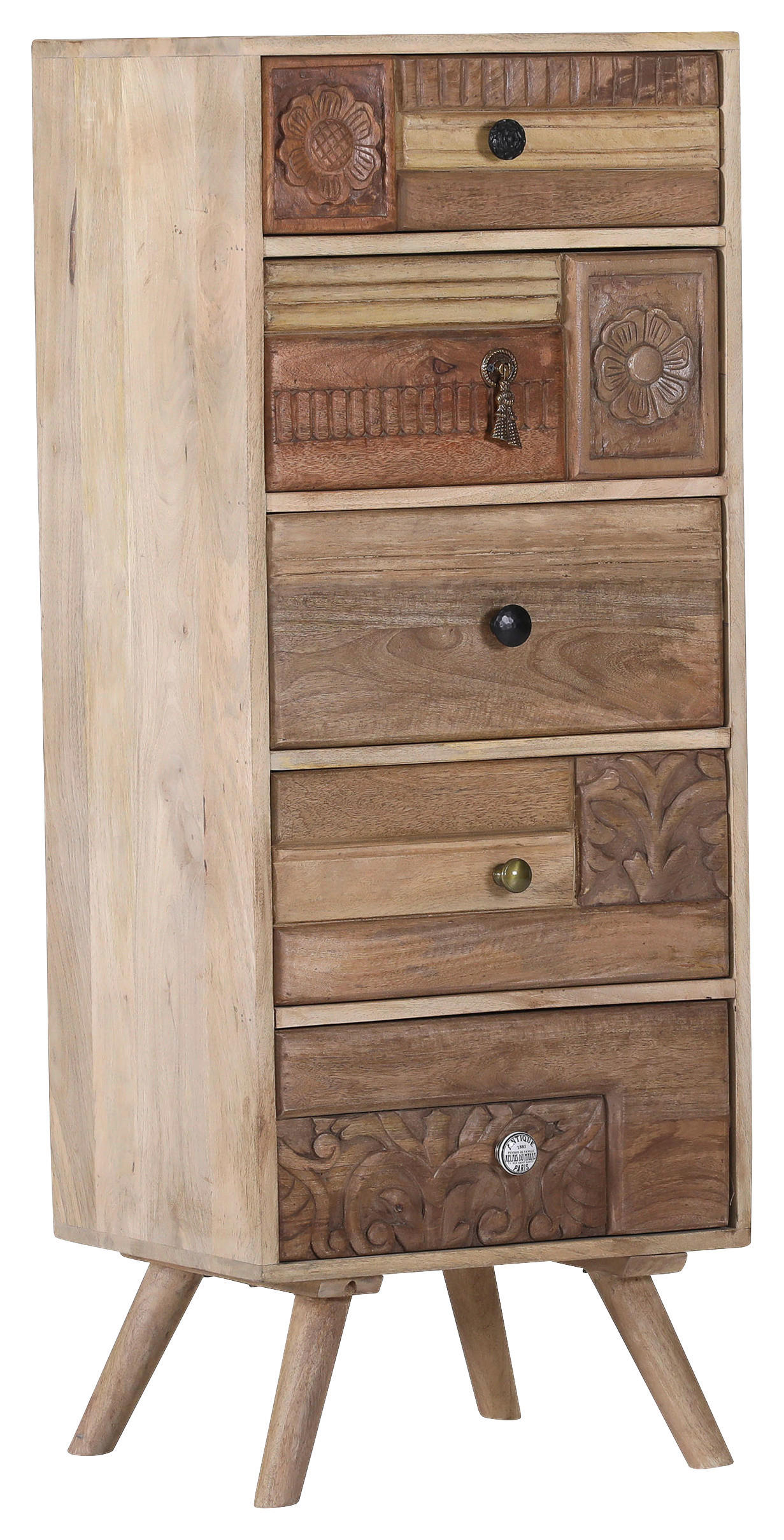 KOMMODE , 48/120/42 cm, 5 Schublade(n)  - Silberfarben/Messingfarben, Design, Holz/Metall (48/120/42cm) - Landscape