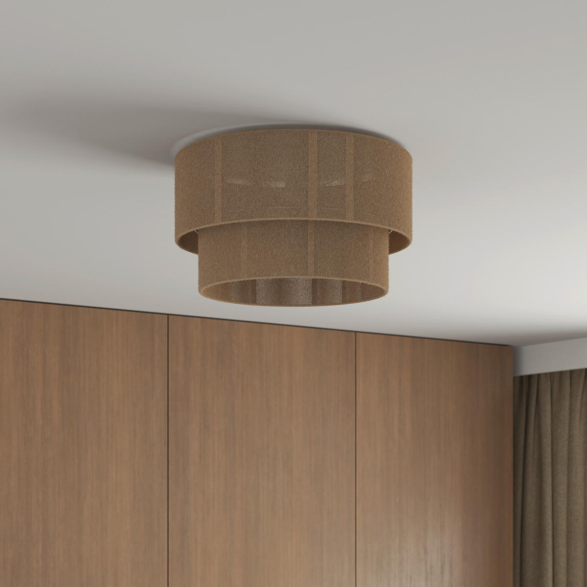 DECKENLEUCHTE  45/27 cm    - Braun/Weiß, Natur, Kunststoff/Textil (45/27cm) - Novel