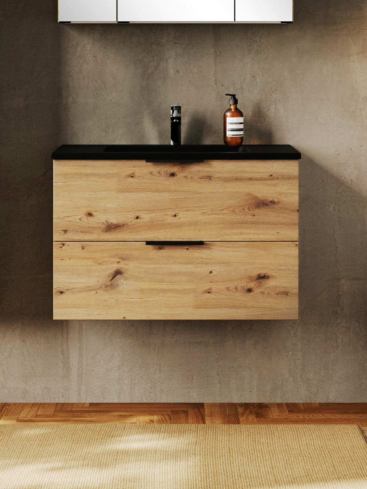 WASCHTISCHKOMBI  - Schwarz/Eiche Artisan, MODERN, Keramik/Holzwerkstoff (80/54/47cm) - Held