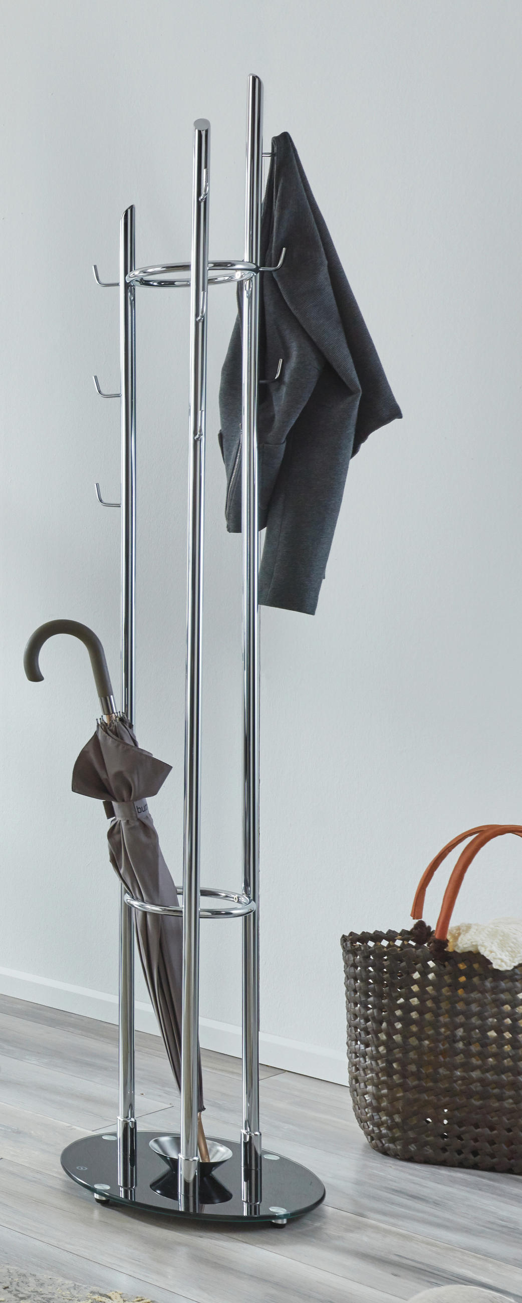 KLÄDHÄNGARE - kromfärg/svart, Design, metall/glas (40/183/40cm) - Best Price