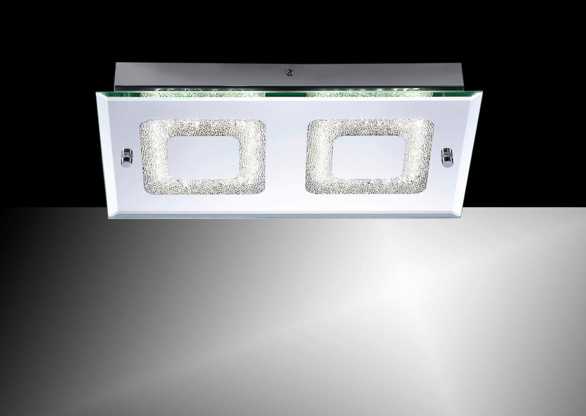 DECKENLEUCHTE LISA 40/7,5/24 cm   - Chromfarben, KONVENTIONELL, Glas/Metall (40/7,5/24cm)