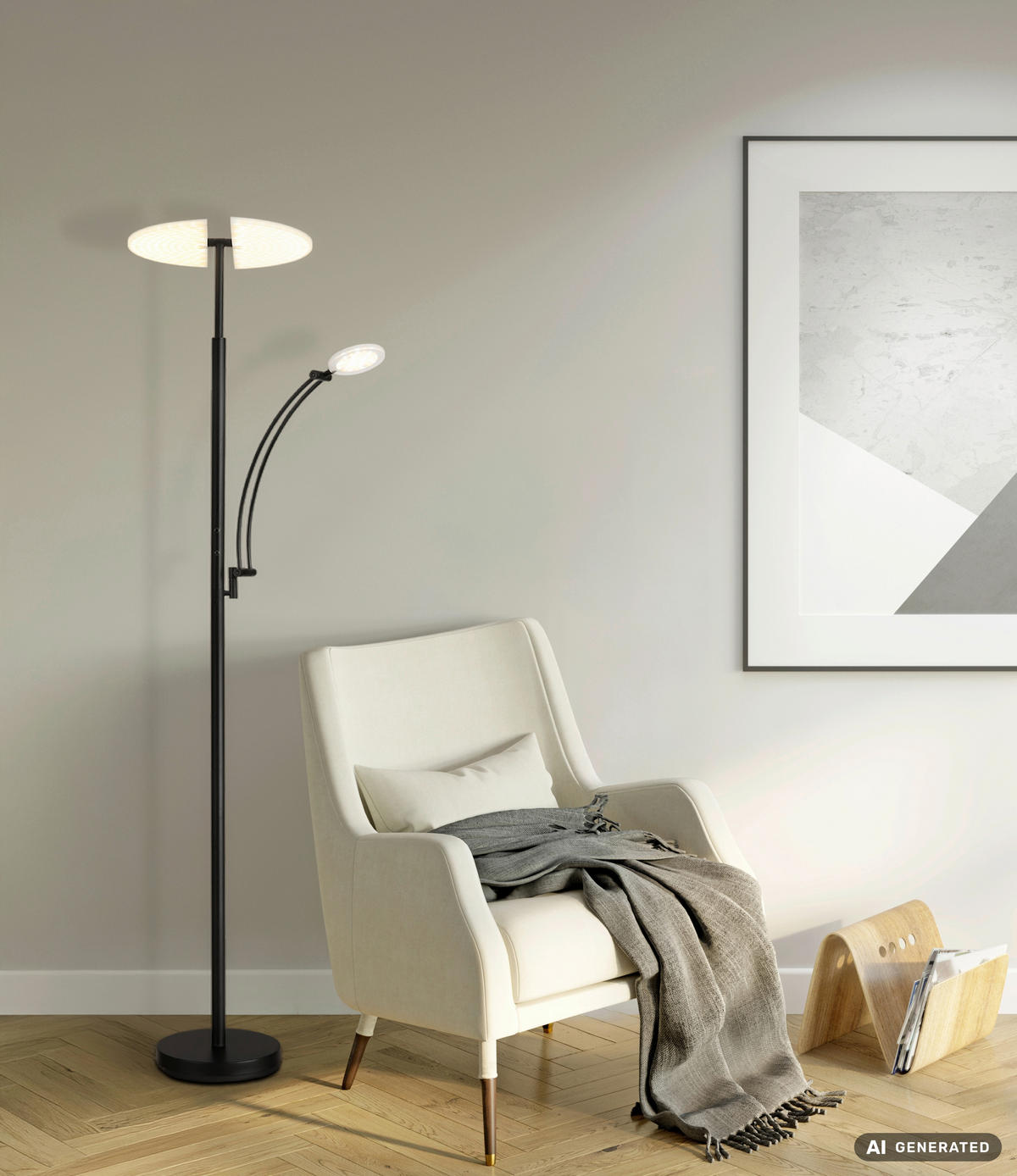 LED-STEHLEUCHTE Tirana 80/40,5/183 cm  - Schwarz/Weiß, Design, Kunststoff/Metall (80/40,5/183cm) - Globo