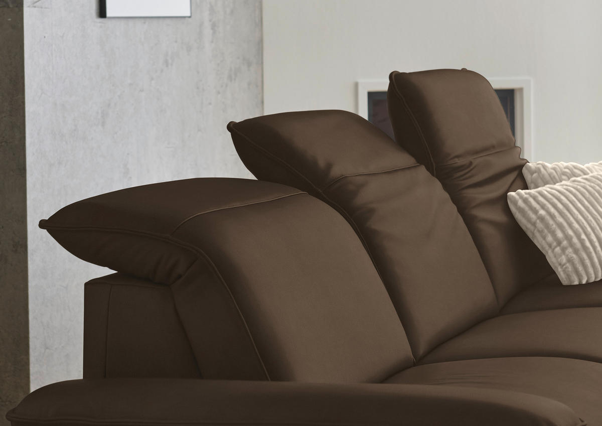 ECKSOFA  Echtleder Dunkelbraun  - Dunkelbraun/Schwarz, Design, Leder/Metall (307/169cm) - Beldomo Premium