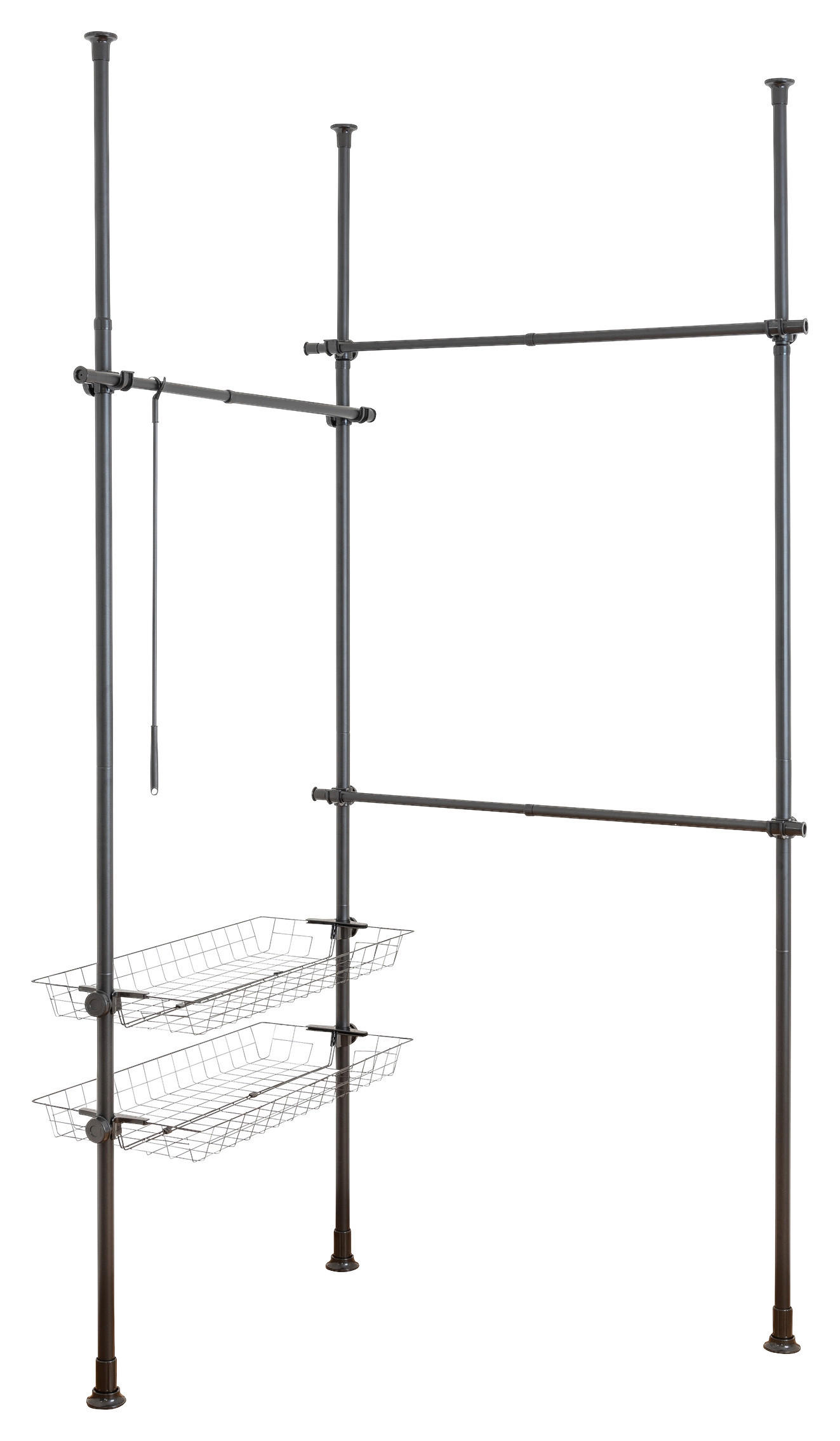 INNENEINTEILUNG 164/165/38 cm   - Schwarz, MODERN, Kunststoff/Metall (164/165/38cm) - Wenko