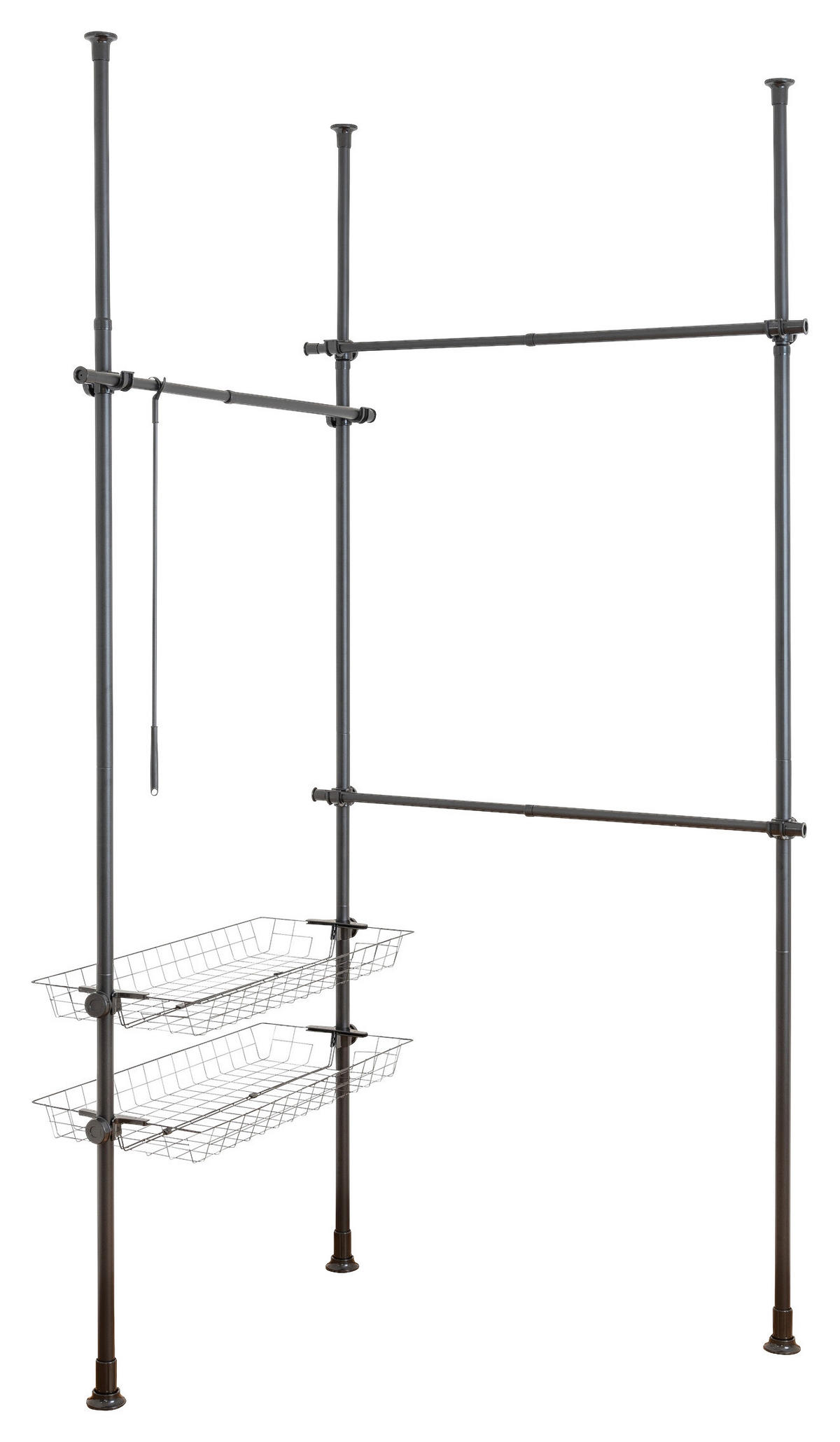 INNENEINTEILUNG 164/165/38 cm   - Schwarz, MODERN, Kunststoff/Metall (164/165/38cm) - Wenko