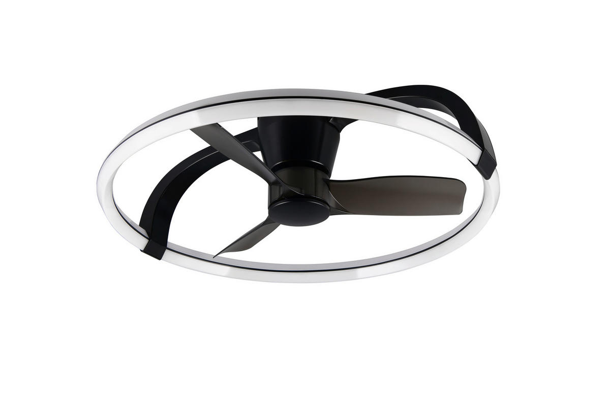 Ventilator mit Beleuchtung 73,5/23 cm   - Schwarz, Design, Kunststoff (73,5/23cm)