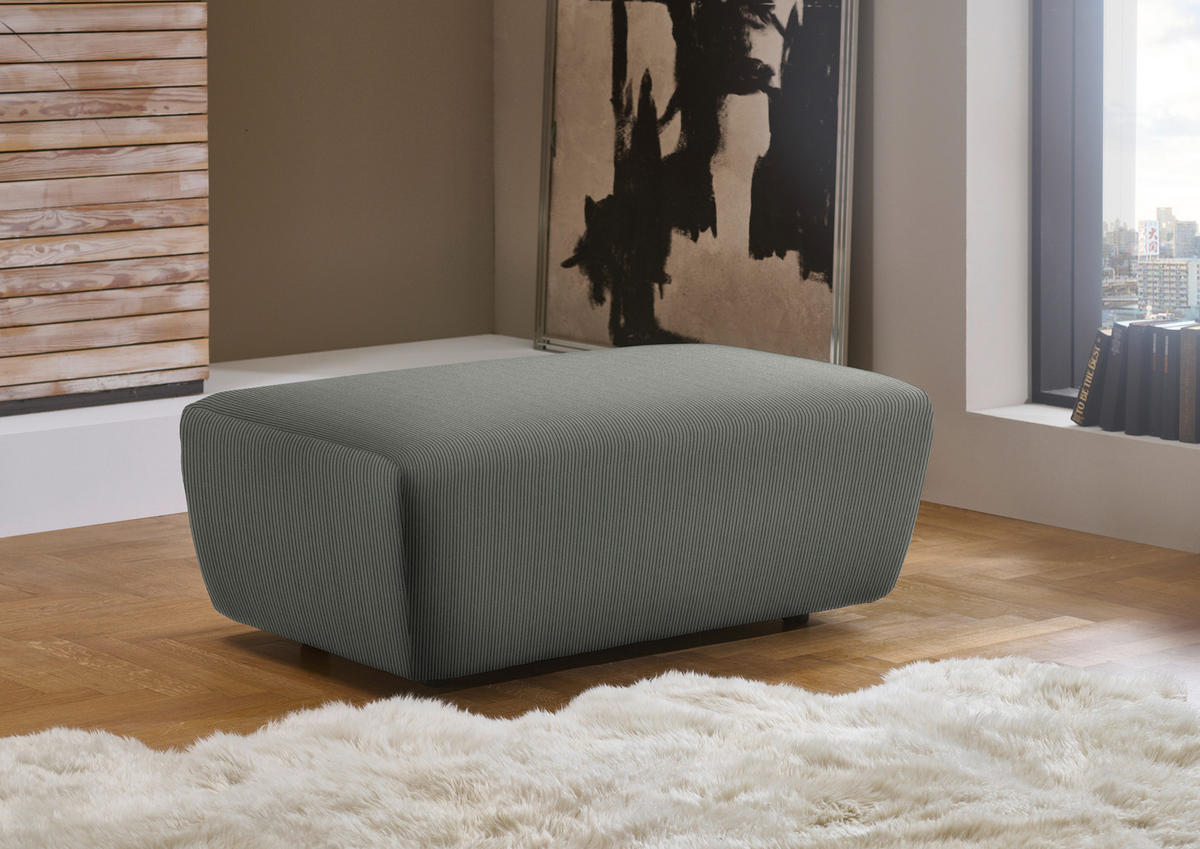ECKSOFA in Feincord Grau  - Schwarz/Grau, Design, Kunststoff/Textil (301/177cm) - Beldomo Style