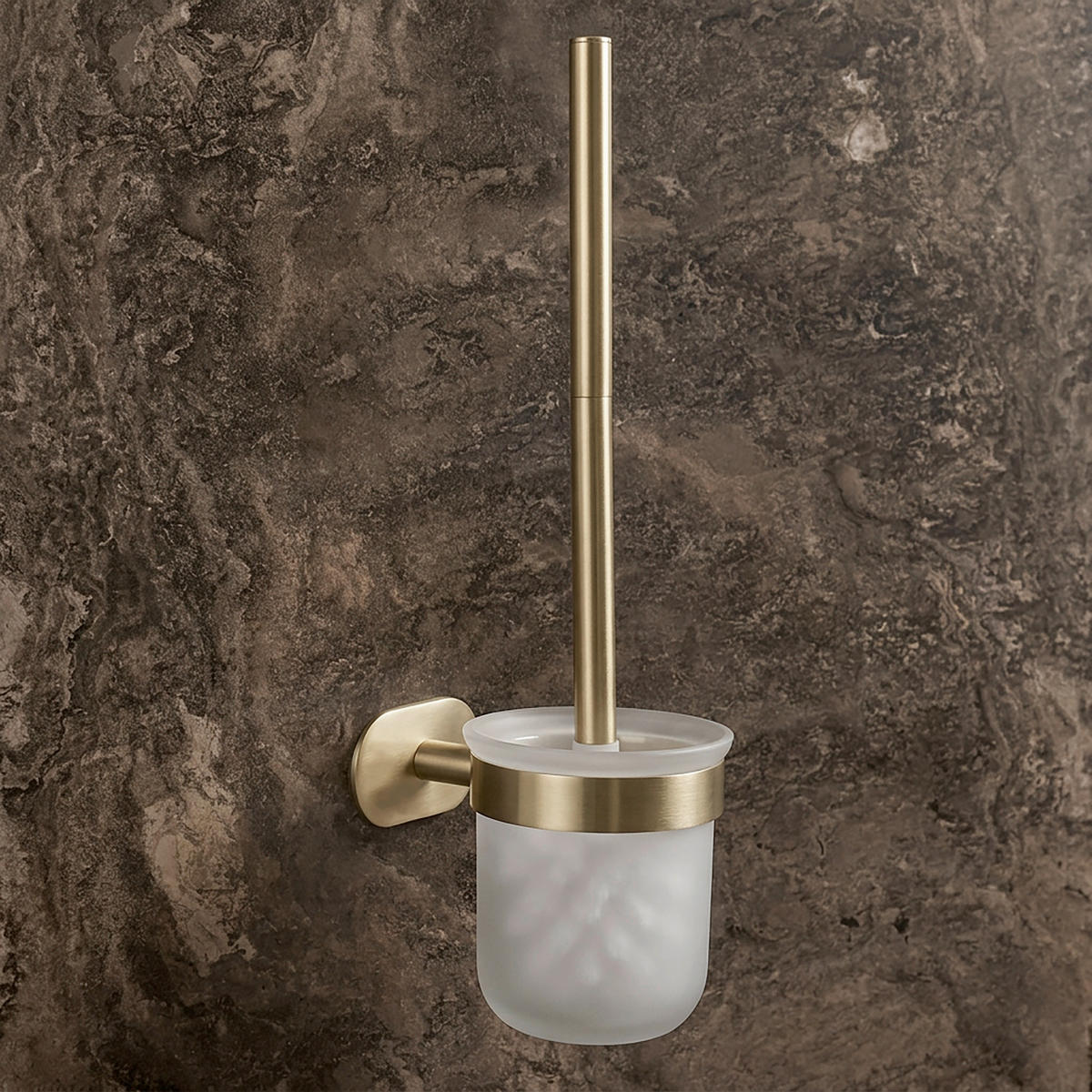 WC-BÜRSTENHALTER in   Metall, Kunststoff  - Goldfarben/Weiß, Basics, Kunststoff/Metall (9,5/36/12.8cm) - MSV