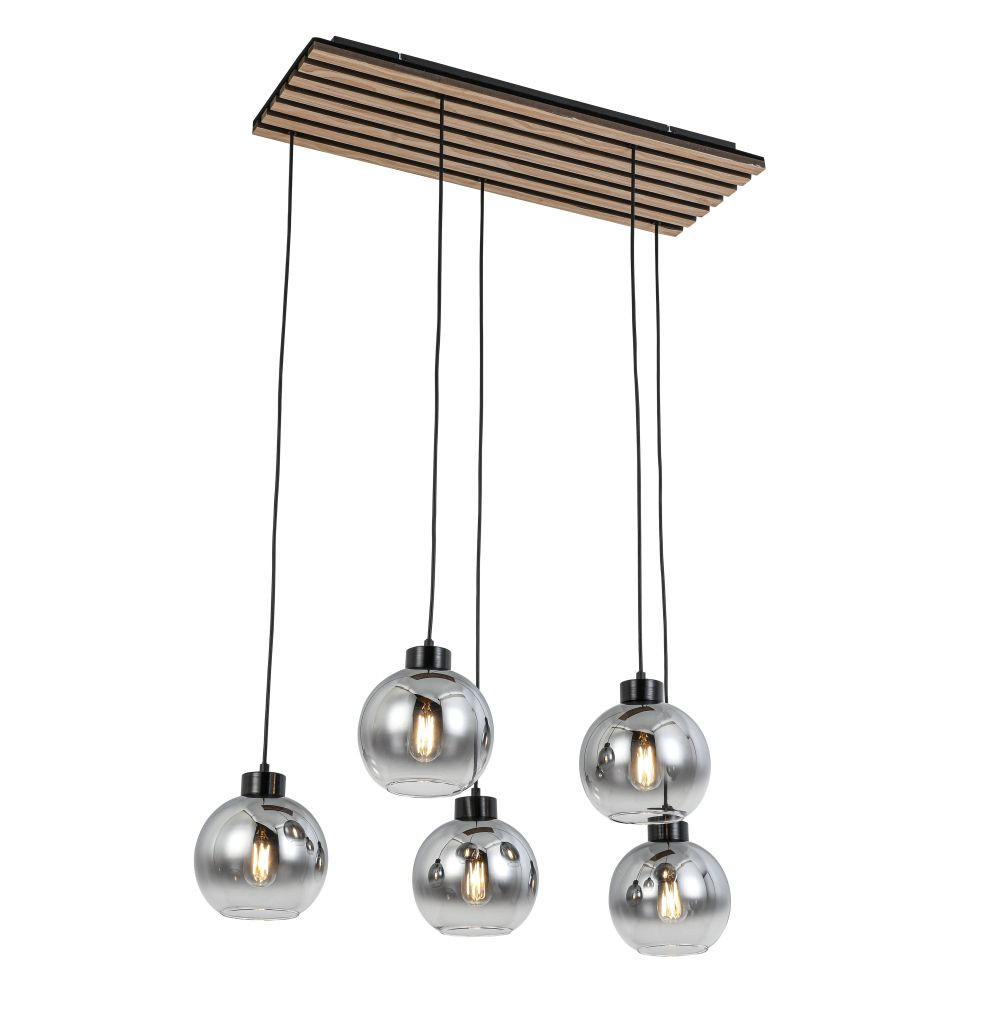 HÄNGELEUCHTE Fontana 82/34/120 cm  - Chromfarben/Eichefarben, Natur, Glas/Holzwerkstoff (82/34/120cm) - Novel