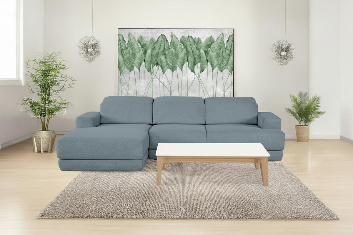 ECKSOFA Blau Webstoff  - Blau/Schwarz, Design, Kunststoff/Textil (204/293cm) - MID.YOU