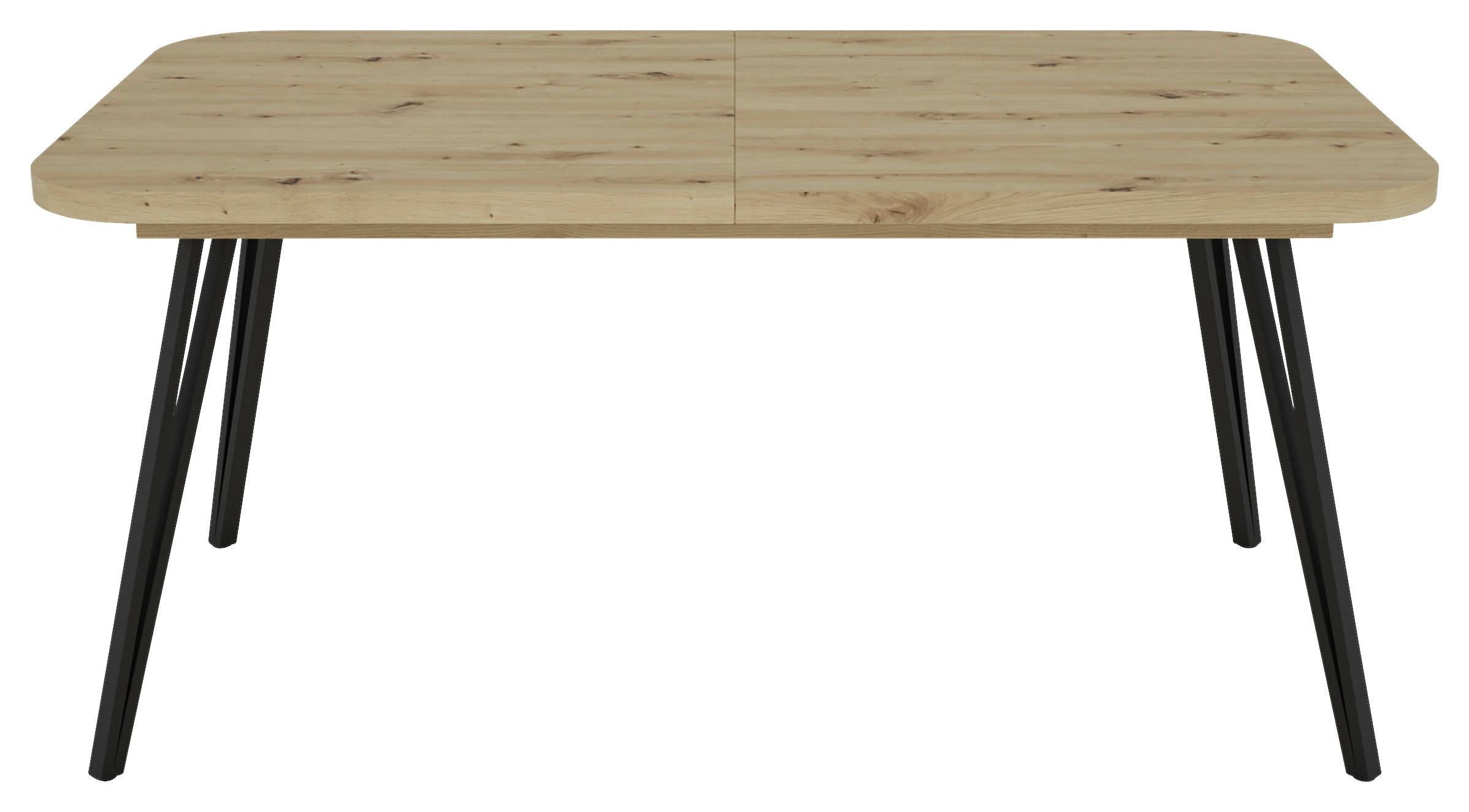 ESSTISCH Schwarz, Eiche Artisan rechteckig  ausziehbar  - Schwarz/Eiche Artisan, LIFESTYLE, Holzwerkstoff/Metall (160/90/76cm) - MID.YOU