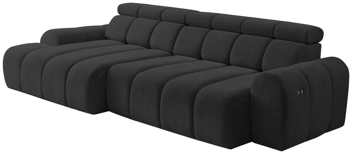 ECKSOFA  in Chenille Schwarz  152/290 cm  - Schwarz, Design, Kunststoff/Textil (152/290cm) - Stylife