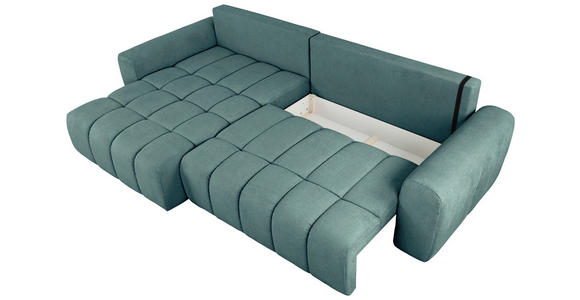 ECKSOFA in Velours Petrol - Petrol/Schwarz, KONVENTIONELL, Kunststoff/Textil (168/298cm) - Carryhome