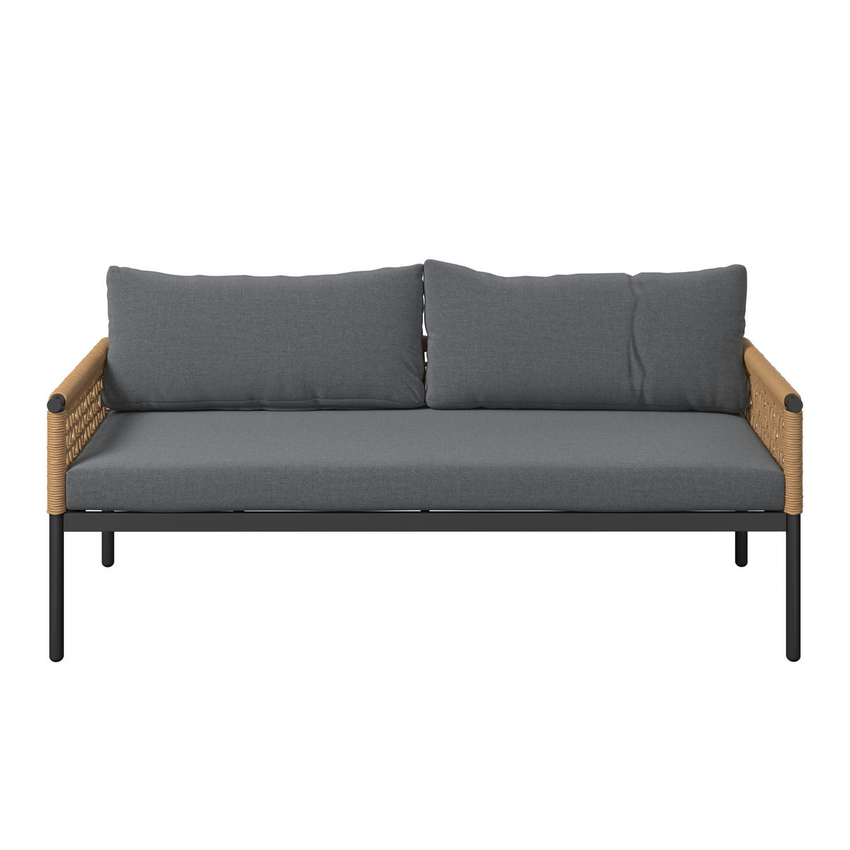 LOUNGEGARNITUR Eisen  - Anthrazit/Naturfarben, MODERN, Kunststoff/Textil (167/67/76cm) - Ambia Garden