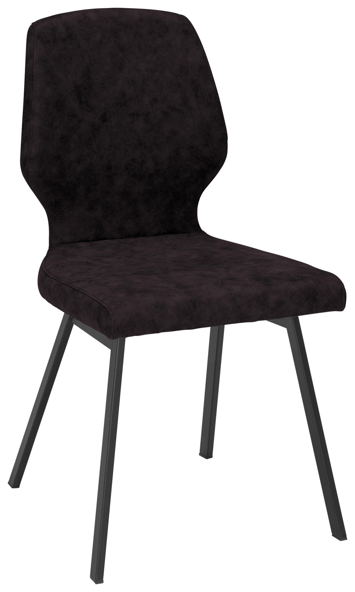 STUHL  in Eisen Mikrofaser  - Anthrazit/Schwarz, Modern, Textil/Metall (46/91/61cm) - Venda