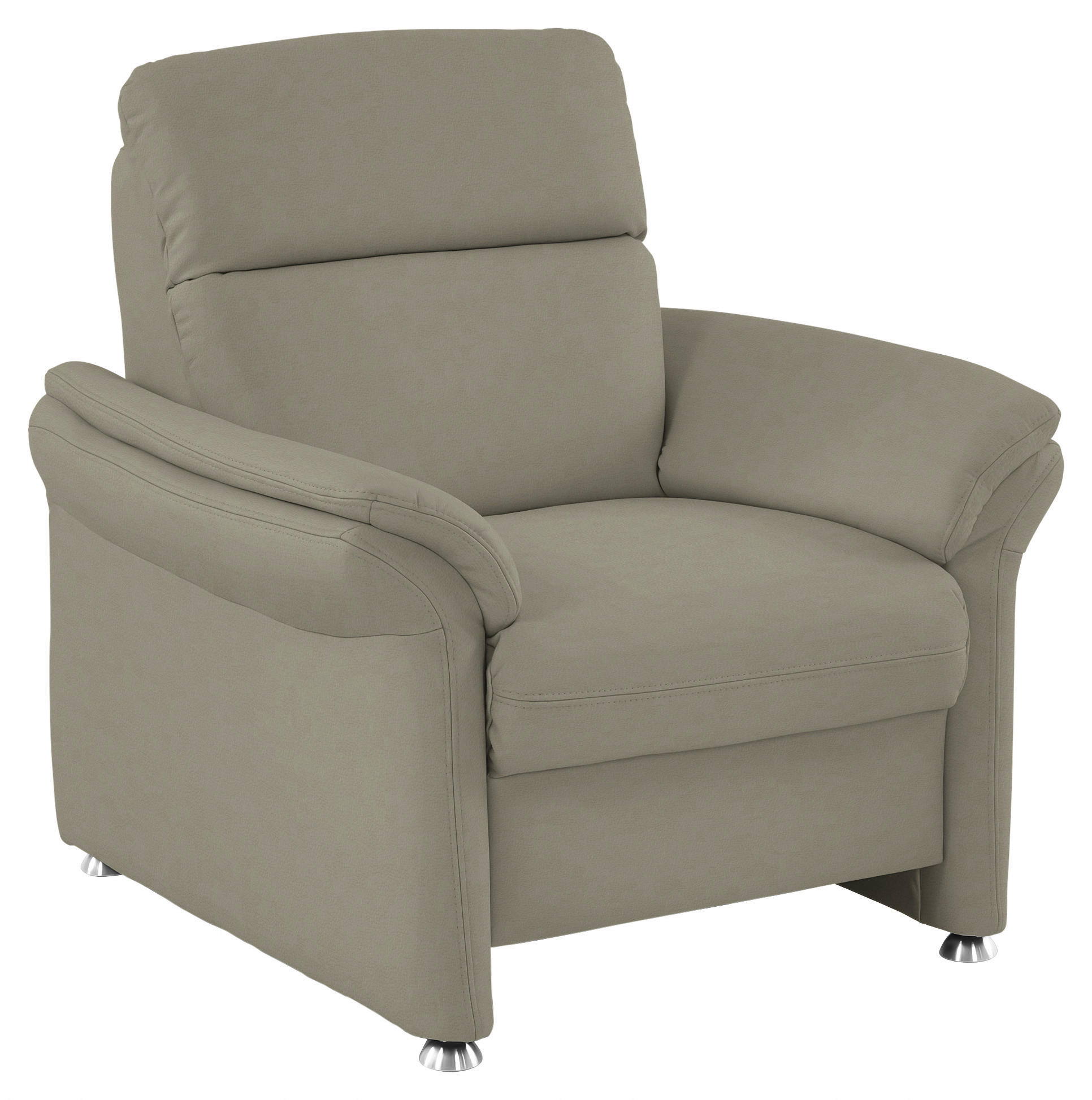 SESSEL in Echtleder Hellgrau - Hellgrau/Alufarben, Konventionell, Leder/Metall (98/96/92cm) - Beldomo Premium