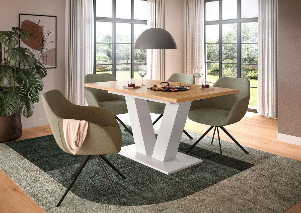 AUSZIEHTISCH in Holzwerkstoff  - Eiche Artisan/Weiß, Trend, Holzwerkstoff (150-190/76/90cm)