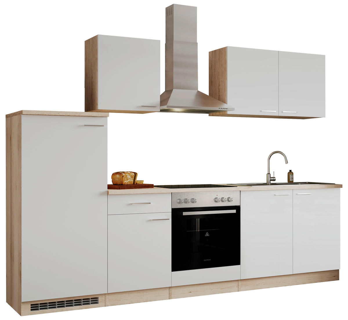 KUCHYNSKÝ BLOK 270 cm - biela/farba duba, Basics, kompozitné drevo (270cm) - Respekta