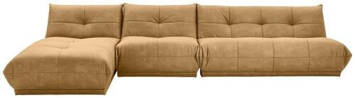 ECKSOFA in Lederlook Hellbraun  - Hellbraun, Trend, Textil (185/390cm) - Livetastic