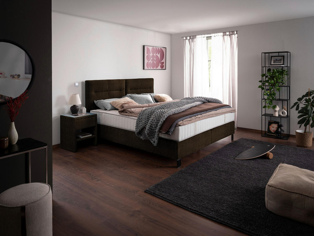 BOXSPRINGBETT 180/220 cm  in Braun  - Schwarz/Braun, KONVENTIONELL, Textil/Metall (180/220cm) - Esposa