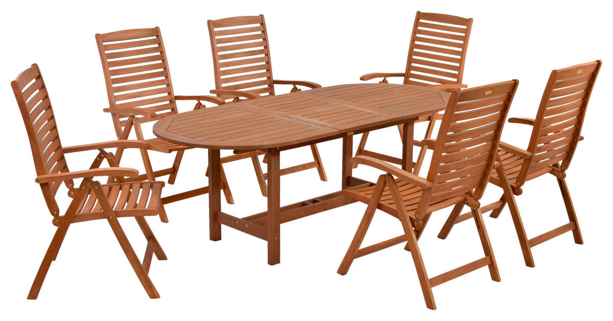 GARTENTISCHGRUPPE EukalyptusholzHartholz  - Akaziefarben, ROMANTIK / LANDHAUS, Holz - Gardenson