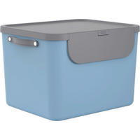 ABFALLEIMER ALBULA 55 L  - Anthrazit/Hellblau, KONVENTIONELL, Kunststoff (40,5/34/52,3cm) - Rotho