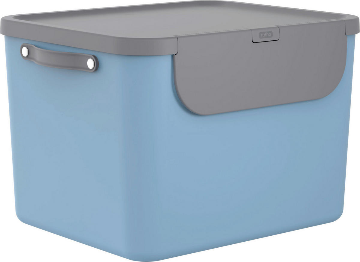 ABFALLEIMER ALBULA 55 L  - Anthrazit/Hellblau, KONVENTIONELL, Kunststoff (40,5/34/52,3cm) - Rotho
