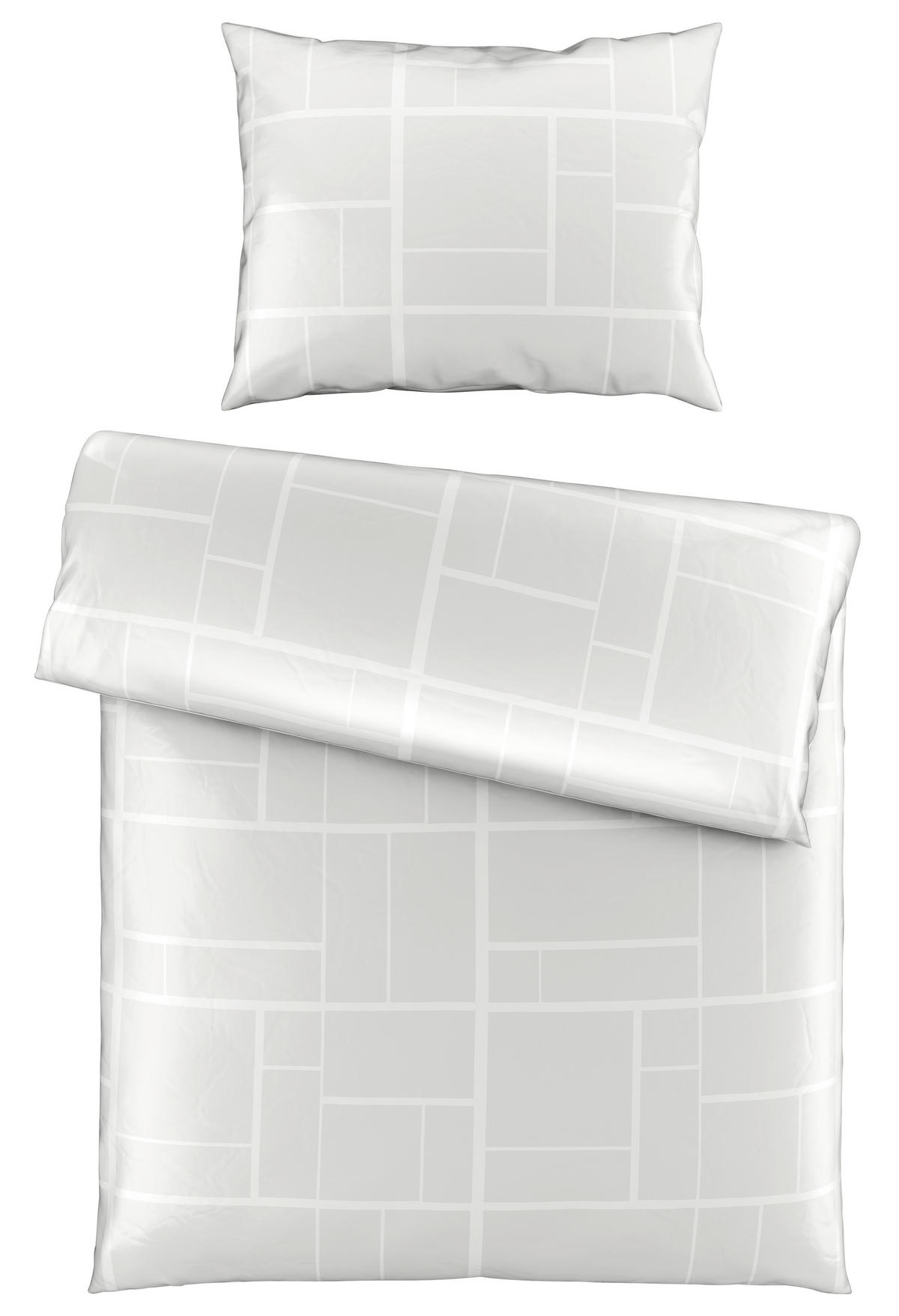 BETTWÄSCHESET Satin 160/210 cm  65 cm/100 cm  - Weiss, Konventionell, Textil (160/210cm) - Dieter Knoll