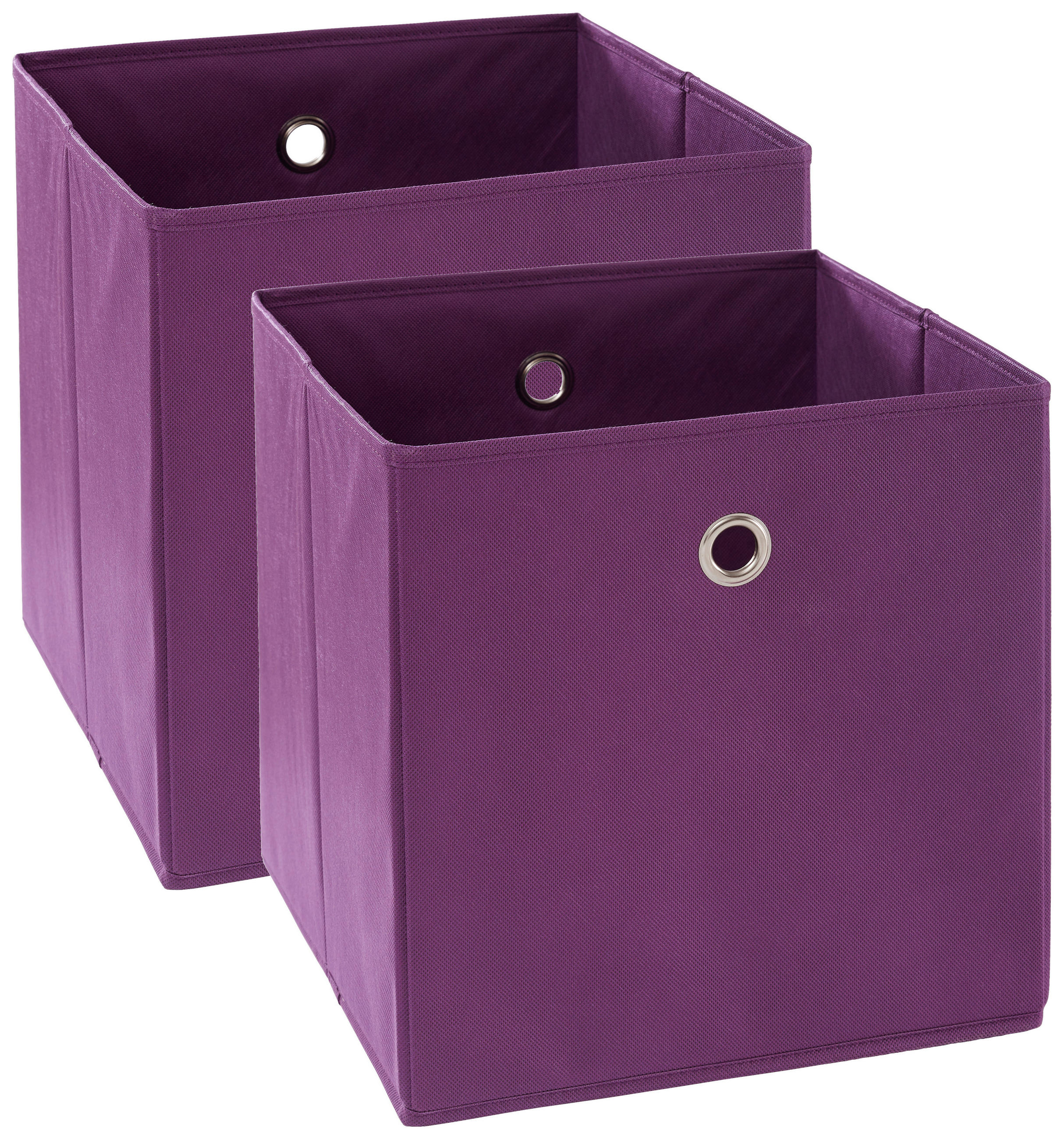 FALTBOX 2er Set - Brombeere/Silberfarben, Design, Karton/Textil (32/32/32cm) - Carryhome