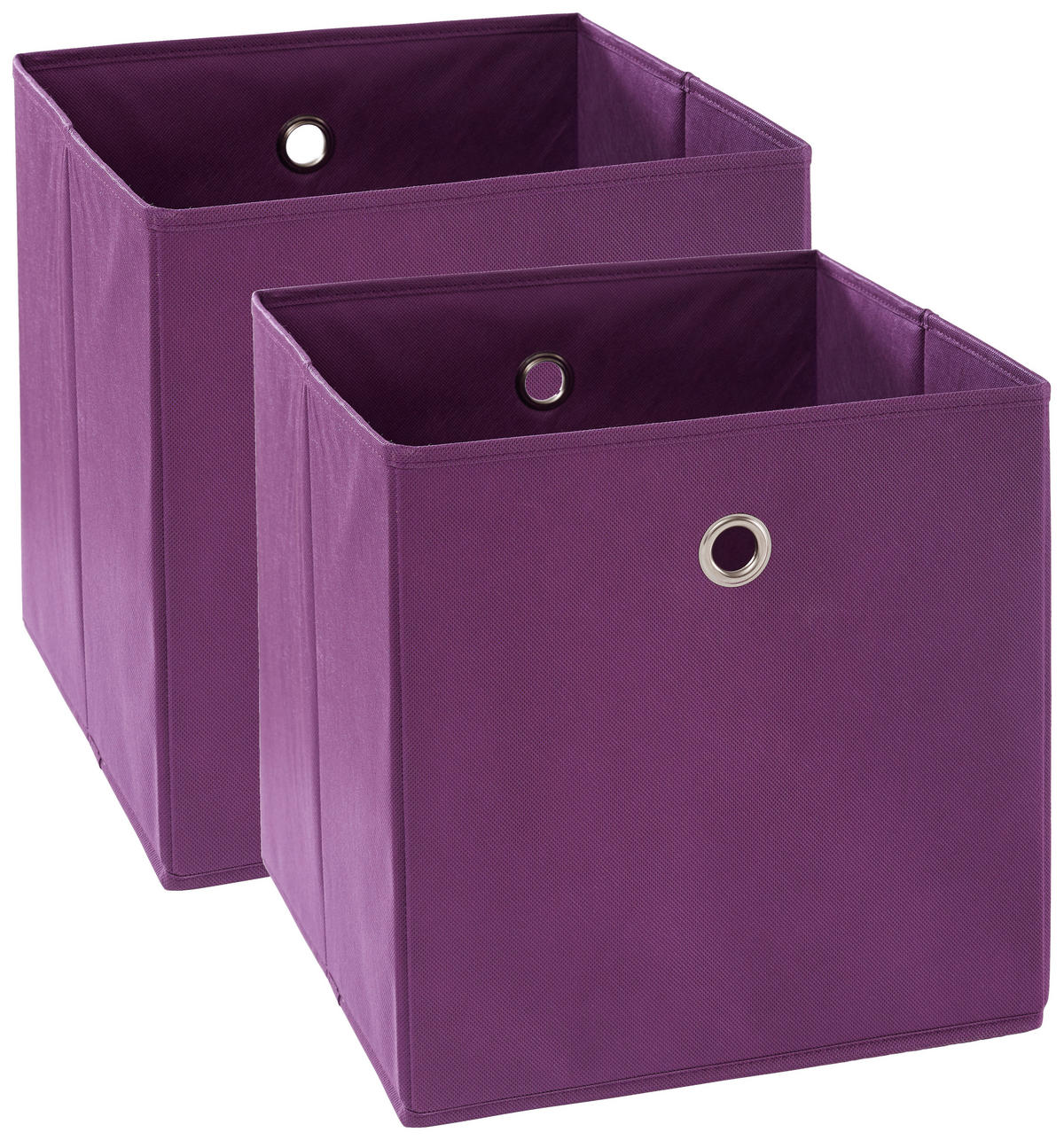 FALTBOX 2er Set - Brombeere/Silberfarben, Design, Karton/Textil (32/32/32cm) - Carryhome