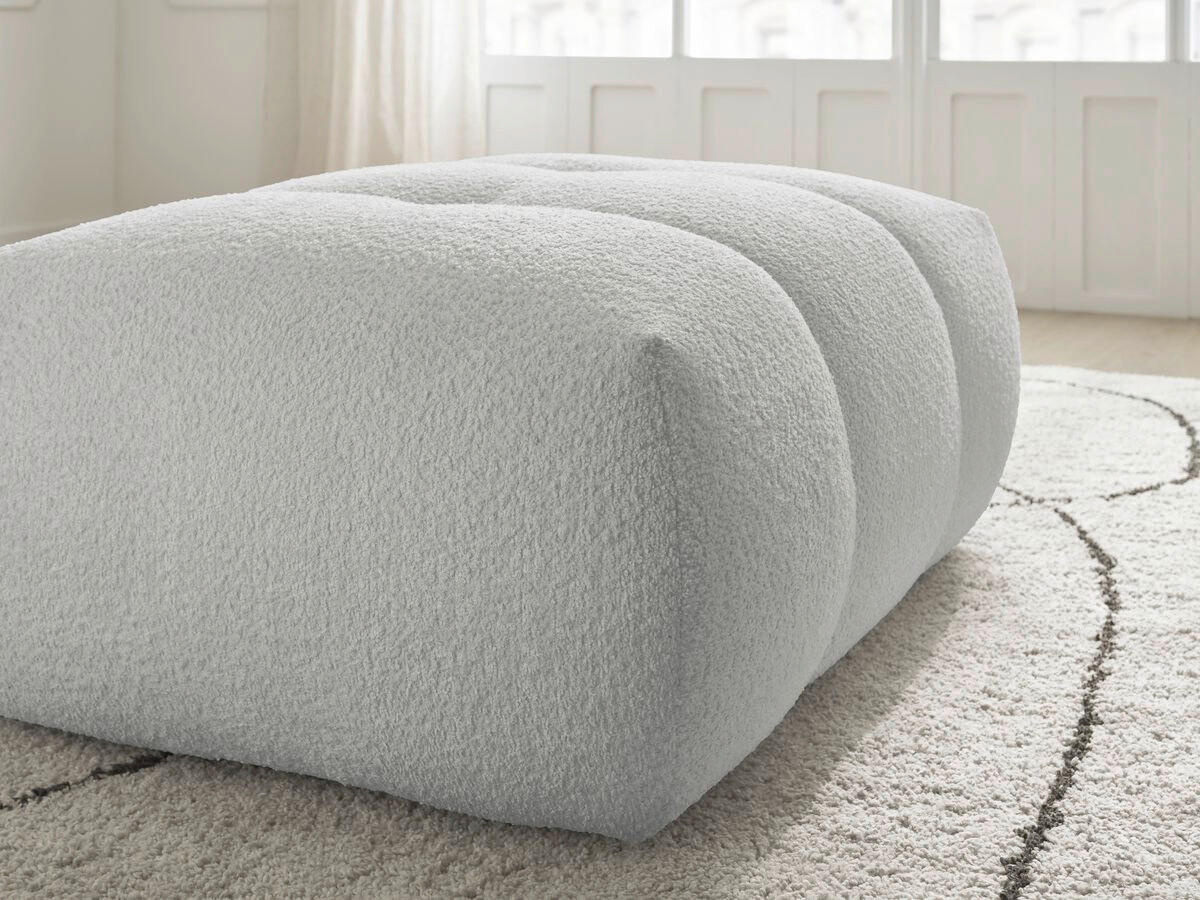 HOCKER FUJI  Bouclé Hellgrau  - Hellgrau/Schwarz, MODERN, Kunststoff/Textil (112/44/80cm)