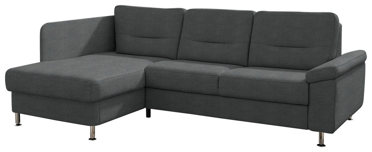 ECKSOFA Flachgewebe Anthrazit  - Anthrazit/Alufarben, Konventionell, Textil/Metall (160/244cm) - Beldomo Comfort