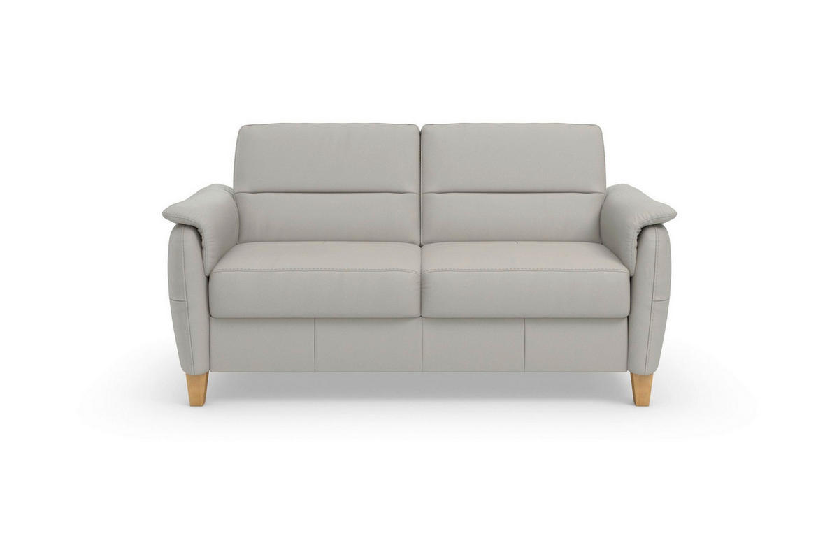3-SITZER-SOFA PALMERA E Echtleder Hellgrau  - Eichefarben/Hellgrau, Basics, Leder/Holz (179/89/89cm) - Sit & More