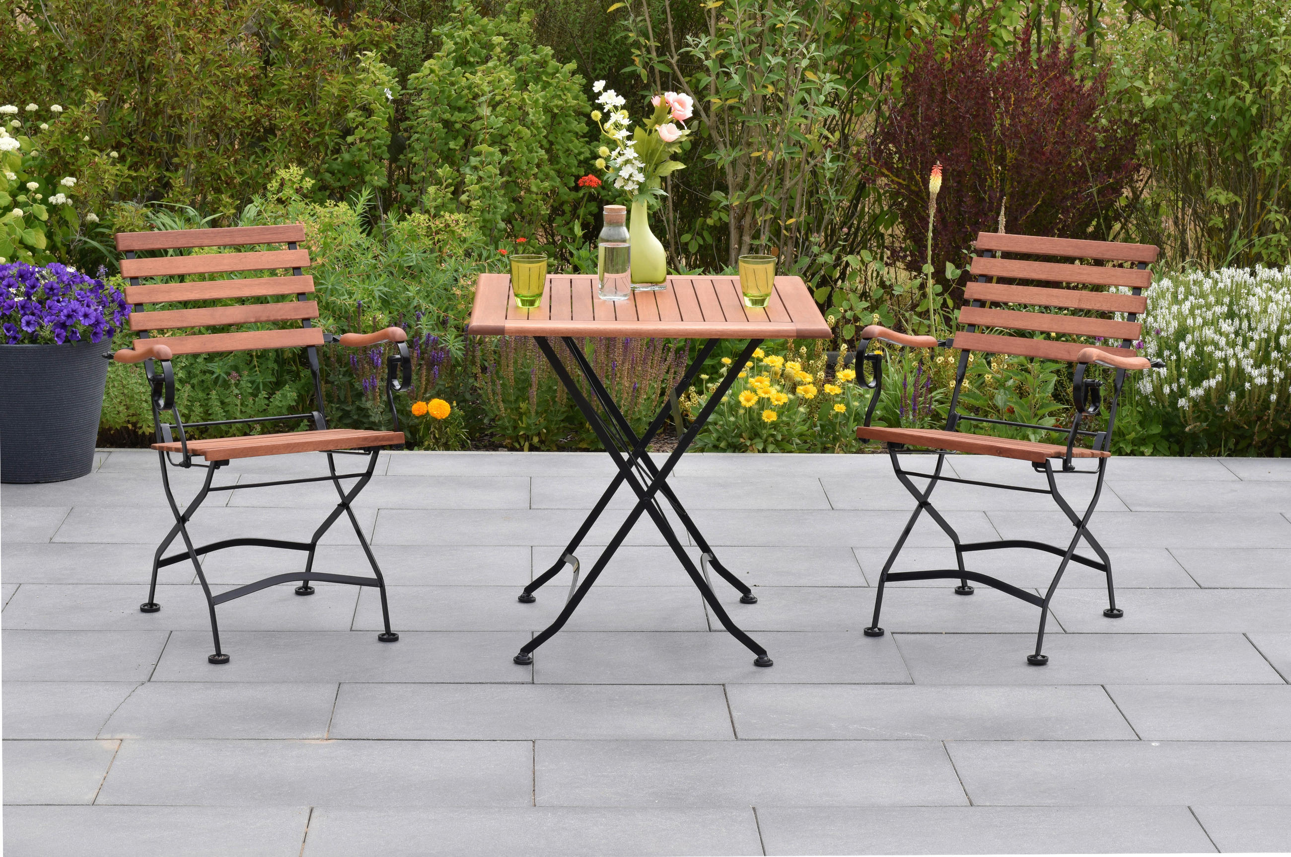 BALKONSET  - Graphitfarben/Naturfarben, MODERN, Holz/Metall - Gardenson
