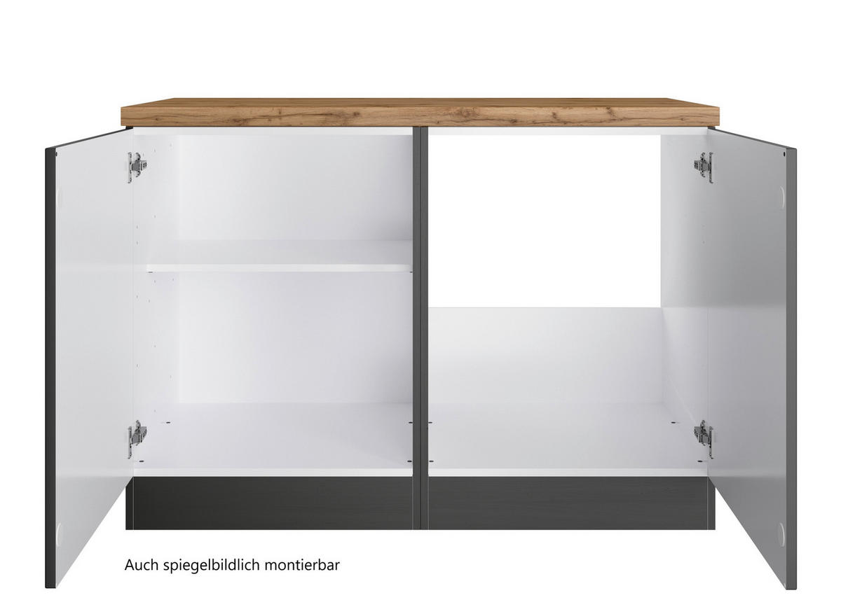 BÄNKSKÅP FÖR DISKHO 120/86/60 cm  i grå, ek Wotan  - ek Wotan/grå, Lifestyle, metall/trämaterial (120/86/60cm) - Held