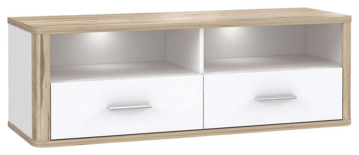 TV-ELEMENT 120,2/41,5/41,3 cm  - Weiss/Plankeneiche, Konventionell, Holzwerkstoff/Kunststoff (120,2/41,5/41,3cm) - Xora
