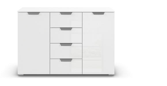 SIDEBOARD  in 120/81/42 cm  - Chromfarben/Weiß, Design, Glas/Holzwerkstoff (120/81/42cm) - Xora