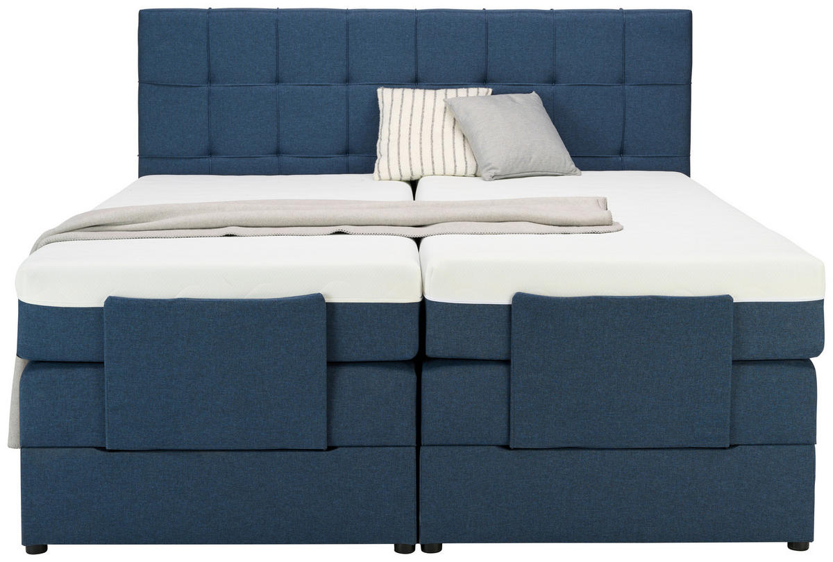 BOXSPRINGBETT 180/200 cm  in Blau  - Blau/Schwarz, KONVENTIONELL, Kunststoff/Textil (180/200cm) - Moderano