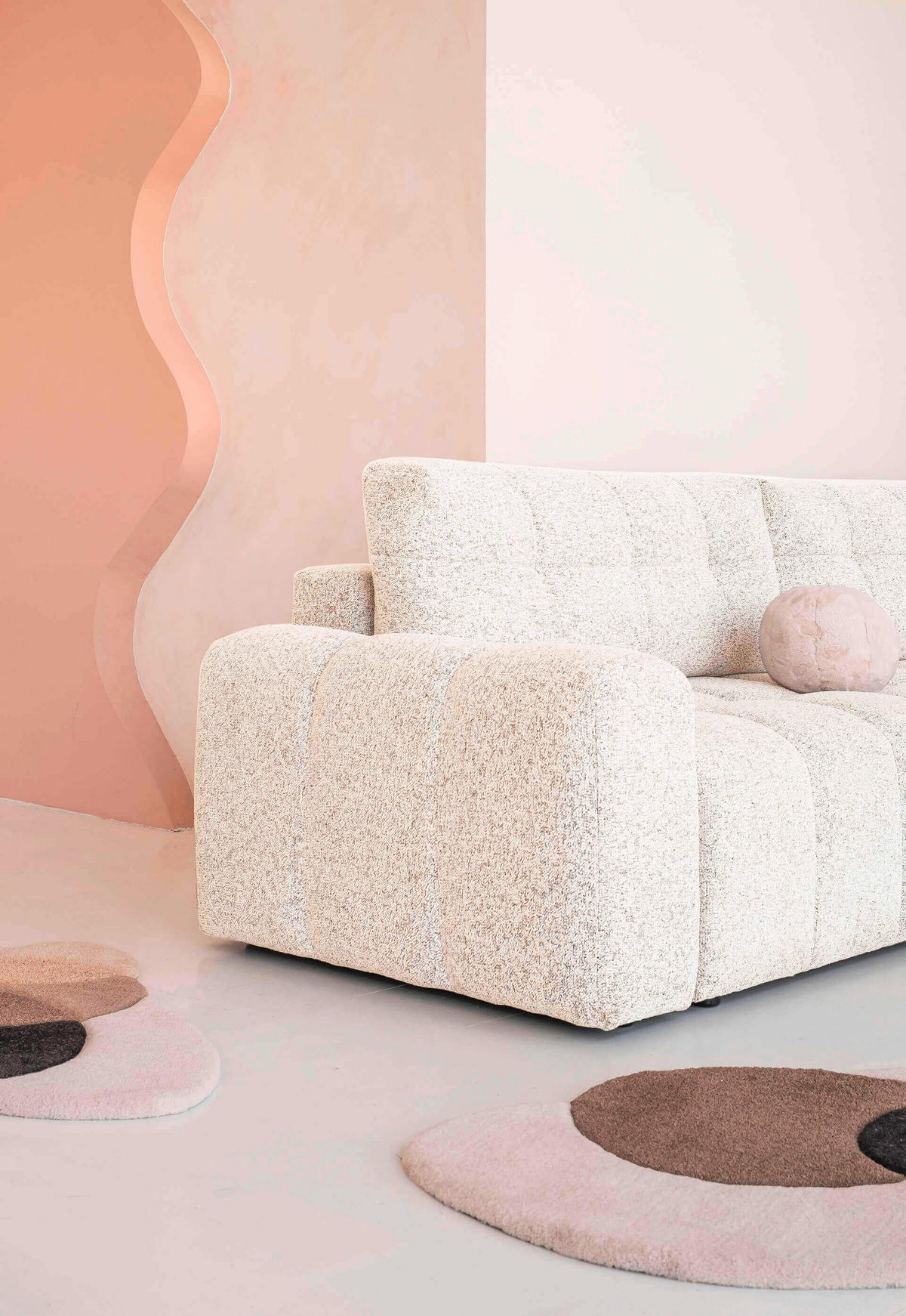 ECKSOFA  Beige  - Beige/Schwarz, Design, Kunststoff/Textil (268/184cm) - MID.YOU