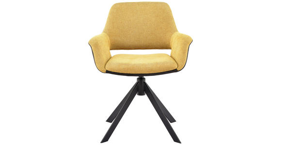 ARMLEHNSTUHL in Eisen Mikrofaser, Leinenoptik - Dunkelgrau/Gelb, Design, Textil/Metall (66/83,5/62,5cm) - Novel