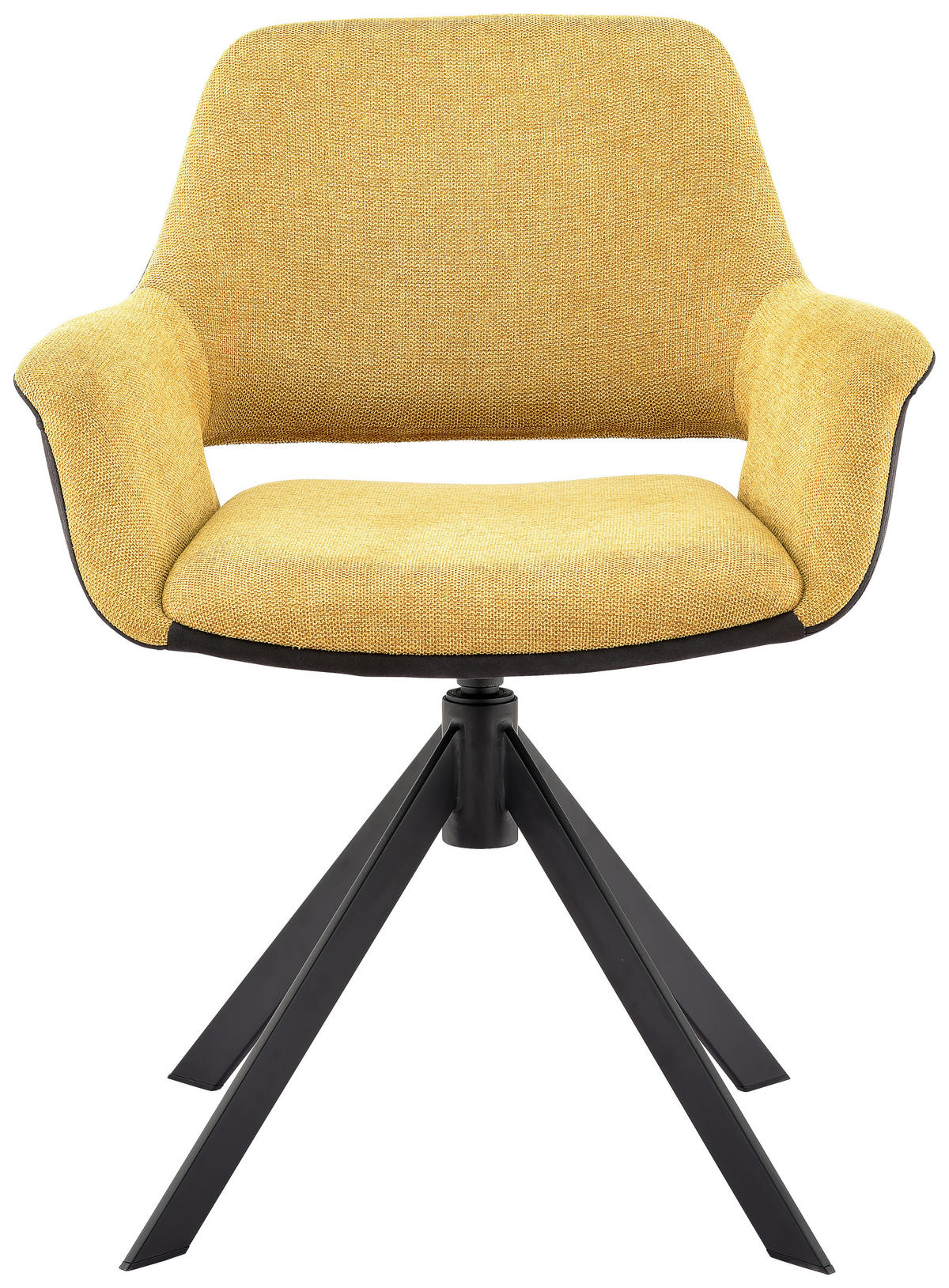 ARMLEHNSTUHL  in Eisen Mikrofaser, Leinenoptik  - Dunkelgrau/Gelb, Design, Textil/Metall (66/83,5/62,5cm) - Novel