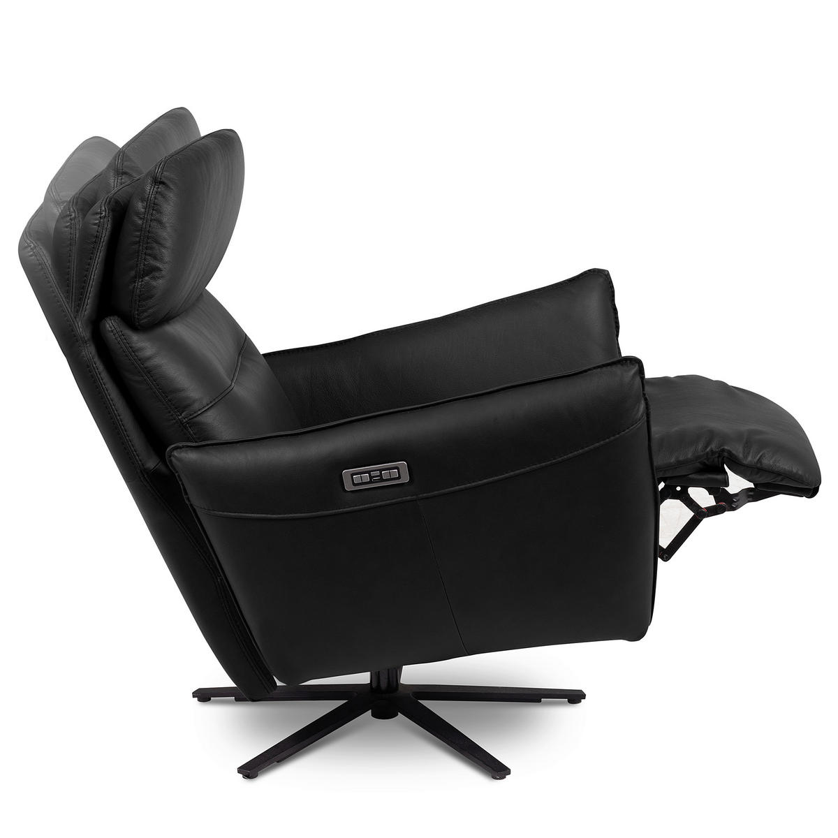 RELAXSESSEL in Leder Schwarz  - Schwarz, Design, Leder/Metall (77/107/88cm) - Livetastic