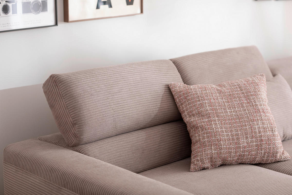 ECKSOFA  in Cord Taupe  215-217/293 cm  - Taupe/Schwarz, Design, Textil/Metall (215-217/293cm) - Schöner Wohnen